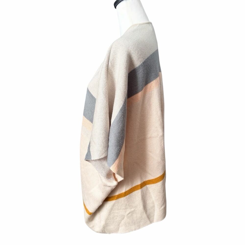 LOFT Women's Striped Poncho in Cream, Gray, and Gold Size Small / Xsmall - Picture 3 of 4